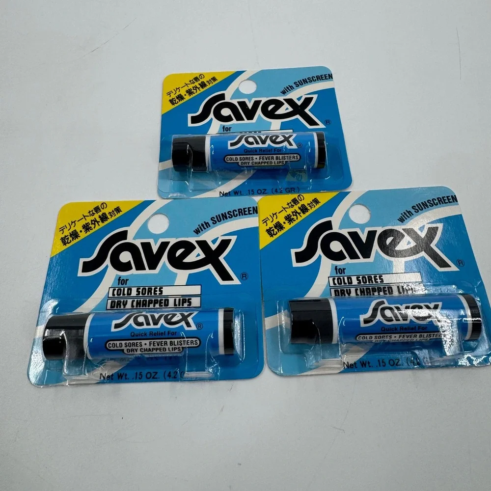 Savex Lip Stick 4.2g [Genuine] Japan Lip Balm 3 Pack‎ .15oz Blue Cold Sore UV